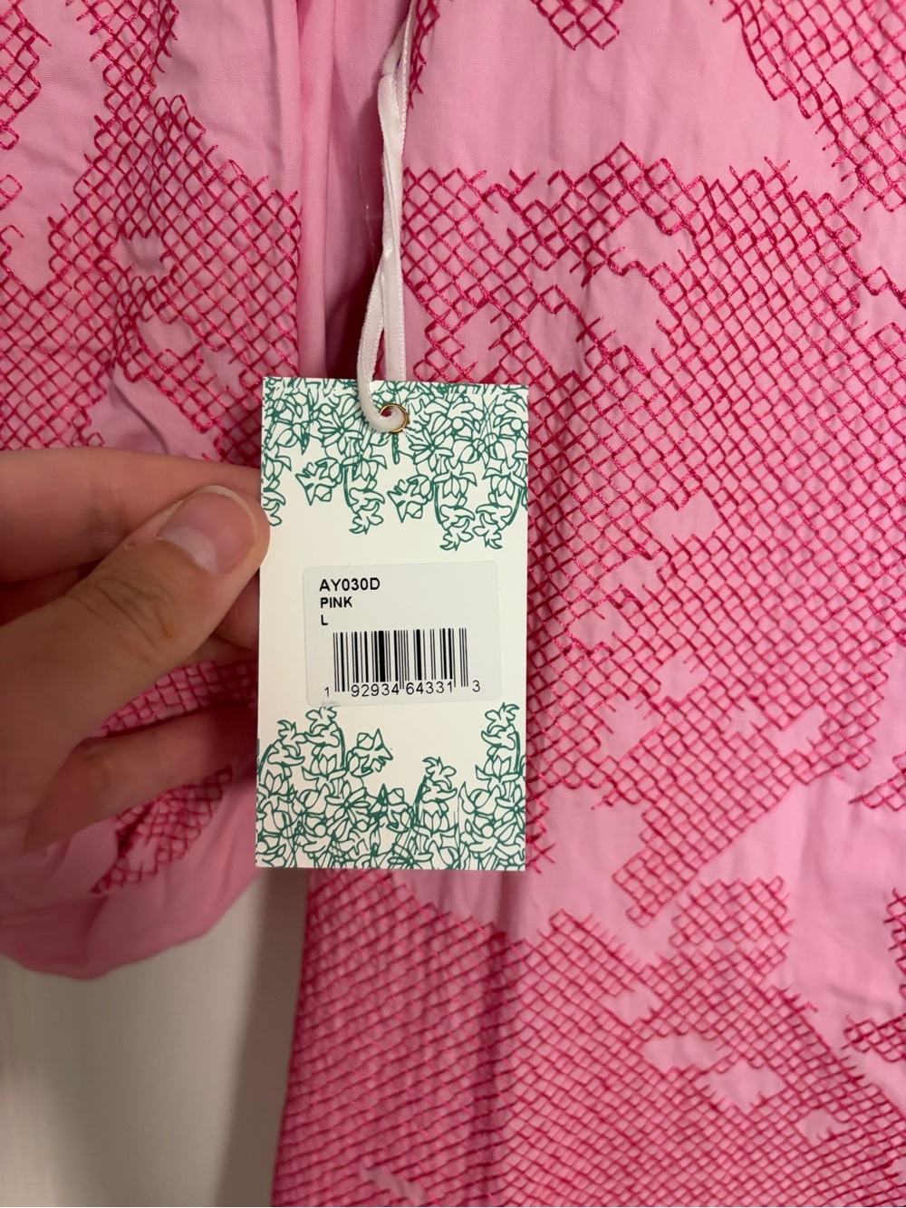 Pink Midi Dress with Floral Jacquard and Balloon Sleeves - Picture 4 of 10